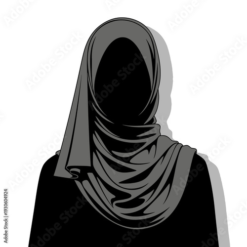 Silhouette of a Woman Wearing a Hijab, Modern Muslim Fashion.