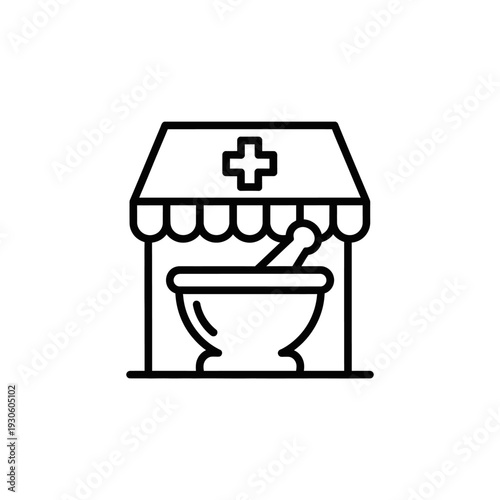 Medical Clinic Exterior Illustration with Nursing Medical Services Signage