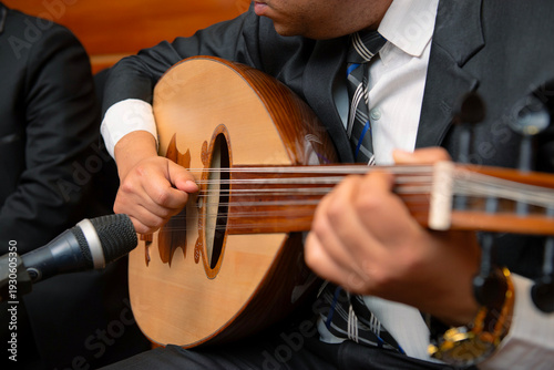 Traditional Middle Eastern Oud Player Performing Classical Arabic Music