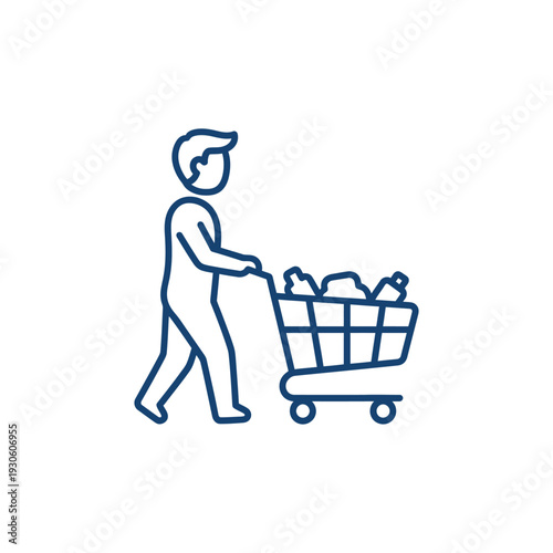 Person Pushing Shopping Cart Full of Groceries.