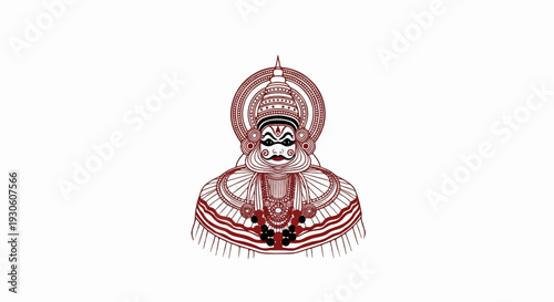 Stylized illustration of a richly adorned performer's head and shoulders, white background