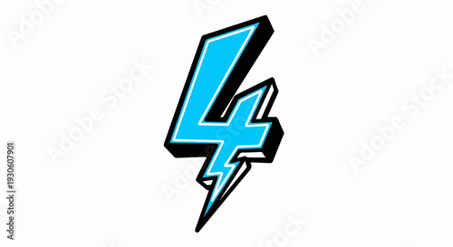 Stylized blue lightning bolt graphic with black and white outline