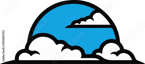 Stylized blue sky and clouds forming a simple abstract shape