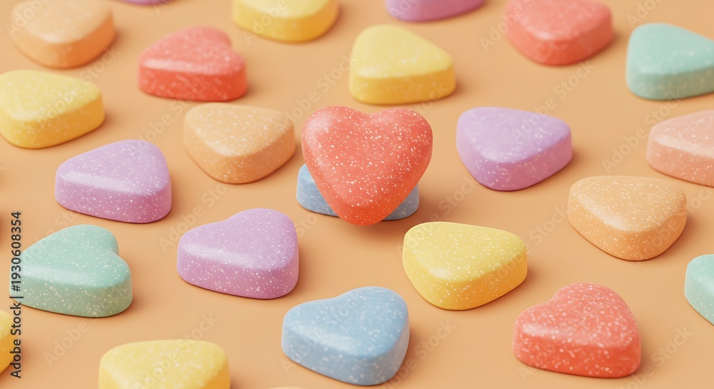 Obraz premium Pastel Heart Candies - A Sweet Valentines Day Scatter.