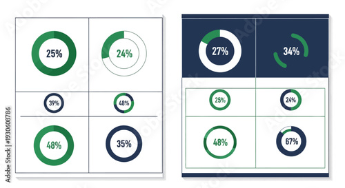Visualizing Business Data: Modern Infographic Panels with Circular Percentage Charts for Financial Analytics and Performance Tracking