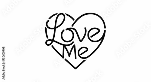 Stylized heart shape with the words "Love Me" in script