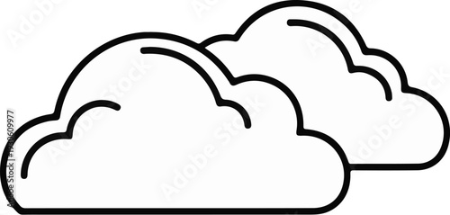 Stylized illustration of two fluffy clouds with bold black outlines on a white background