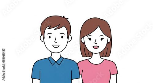 Cartoon Man and Woman Standing Together.