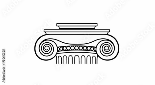 Stylized ionic column capital with scrolls and decorative elements