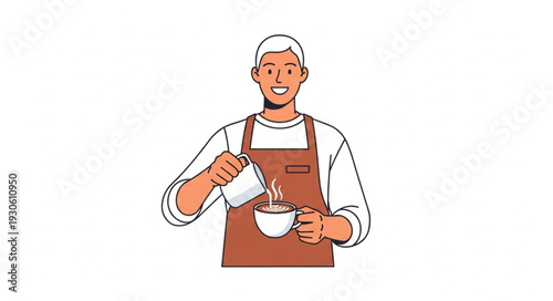 Chef Preparing Food in Kitchen Illustration.