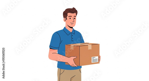 Delivery Man Holding Cardboard Boxes.