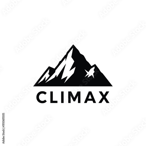 Black and white logo featuring a mountain peak with the word CLIMAX underneath.
