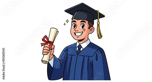 Graduate Student Holding Diploma and Smiling.