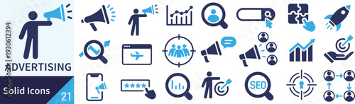 ベクターの広告に関するシルエットアイコンセット
