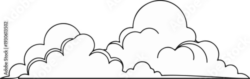 Stylized outline illustration of cumulus clouds against a plain background
