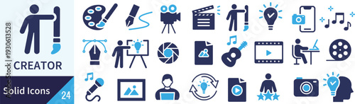 ベクターのクリエイターに関するシルエットアイコンセット
