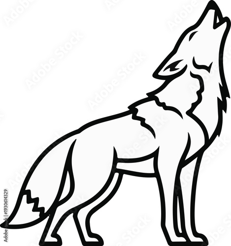 Stylized outline of a wolf howling at the sky with its head raised