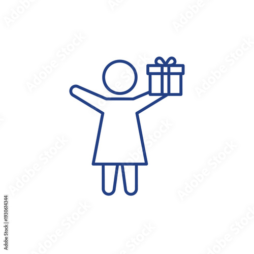 Simple Line Art of a Person Holding a Gift Box.