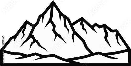 Stylized mountain range silhouette with sharp peaks and jagged lines