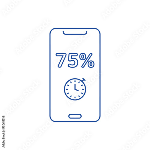 Smartphone Screen Displaying Battery Percentage and Clock Icon.