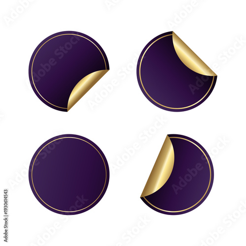 Purple realistic paper stickers, isolated price tags