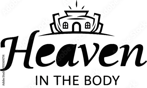 Stylized text and architectural emblem with radiating lines from the top