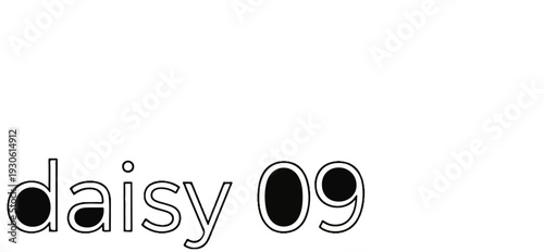 Stylized text "daisy 09" with bold outlines and filled characters