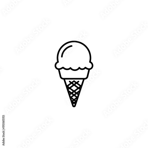 Minimalist Ice Cream Cone Icon for Food and Dessert Concepts