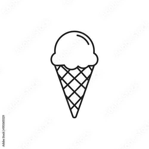 Minimalist Ice Cream Cone Icon for Food and Dessert Themes