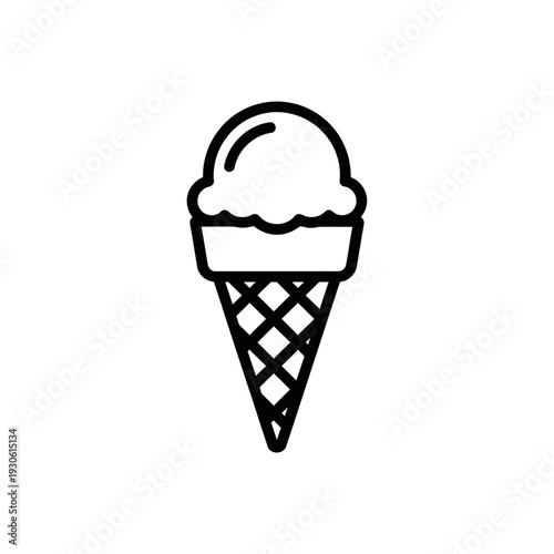 Minimalist Ice Cream Cone Icon for Food and Dessert Marketing