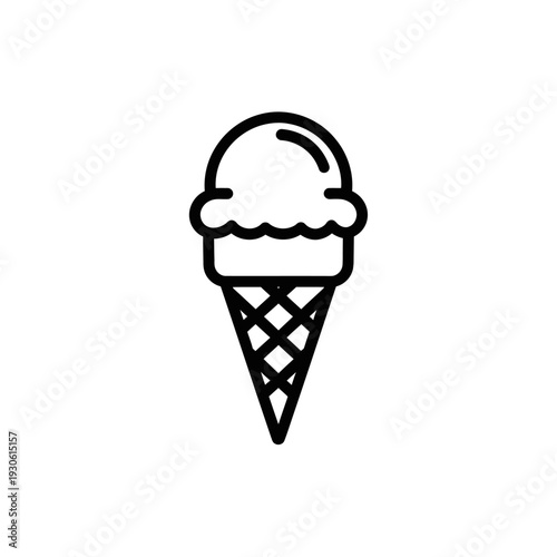 Minimalist Ice Cream Cone Icon for Food Dessert Sign or Logo Design