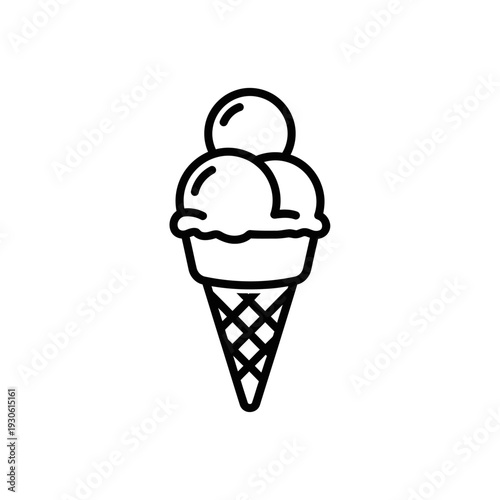 Minimalist Ice Cream Cone Illustration for Dessert and Food Design