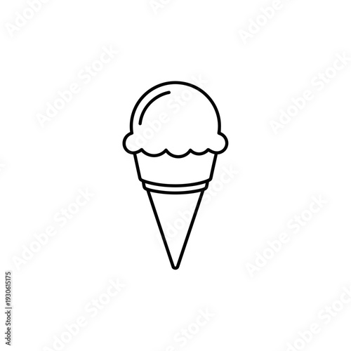 Minimalist Ice Cream Cone Illustration for Dessert and Food Advertising