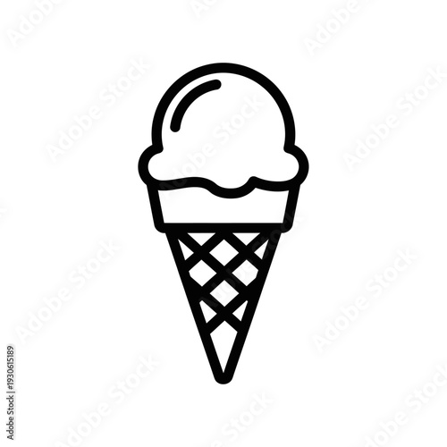 Minimalist Ice Cream Cone Illustration for Food and Dessert Concept