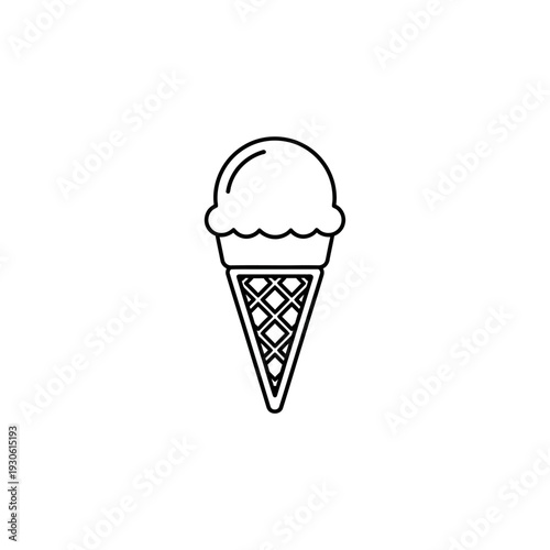 Minimalist Ice Cream Cone Illustration for Food and Dessert Themes