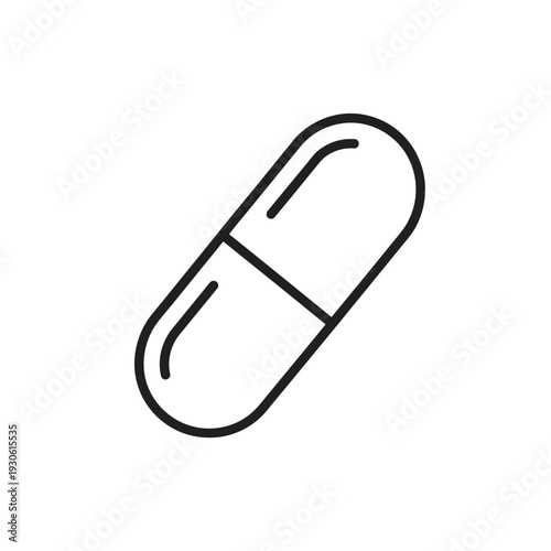Minimalist Illustration of a Capsule Pill Over White Background for Healthcare and Medical Concepts