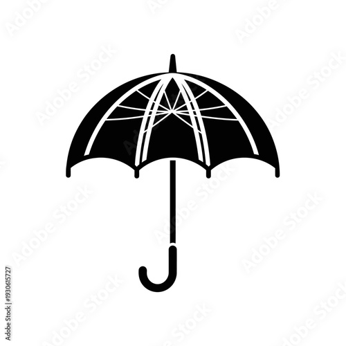 Minimalist Black and White Umbrella Icon for Weather and Protection Themes