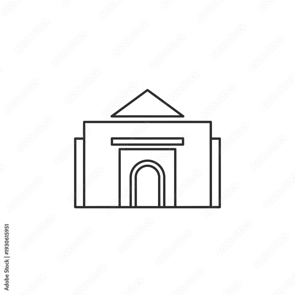 Fototapeta premium Minimalist Line Drawing of a Historic Architectural Building Suitable for Cultural and Travel Themes