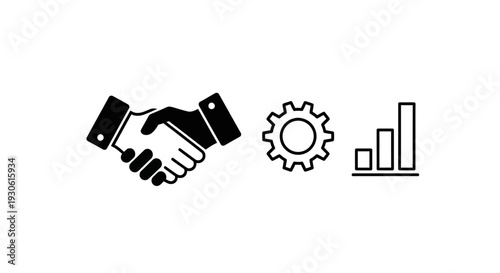 Business partnership and growth concept with handshake gear graph
