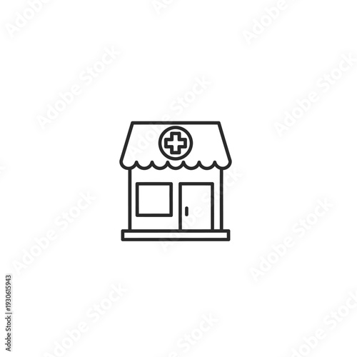 Minimalist Illustration of a Medical Clinic or Pharmacy Building for Healthcare Concept