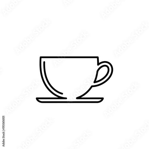 Minimalist Line Art Illustration of a Coffee Cup for Cafe and Beverage Themes