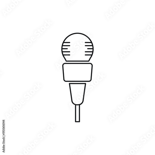 Minimalist Line Drawing of a Microphone Icon for Audio Recording and Sound Production