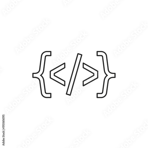 Minimalist Digital Code Icon Symbol Representing Programming Logic