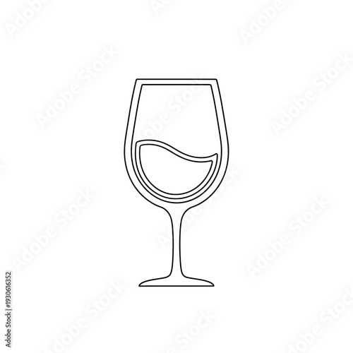 Minimalist Line Art of a Wine Glass with Liquid Inside for Elegant Beverage Concept