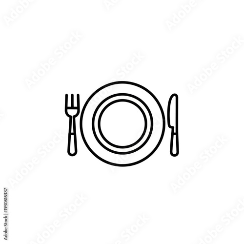 Minimalist Dining Plate with Silverware for Fine Cuisine Presentation