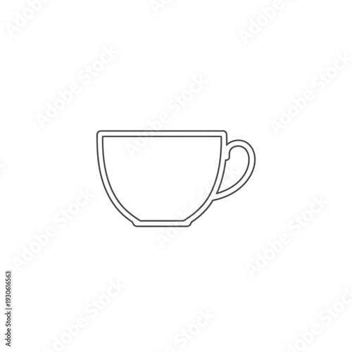 Minimalist Line Art of Coffee Cup with Elegant Handle for Cafe and Drink Concepts