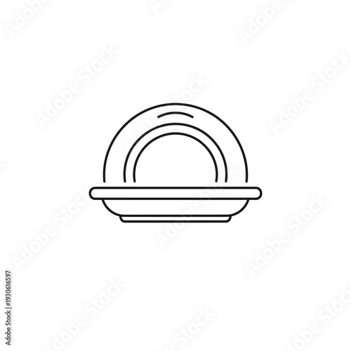 Minimalist Line Drawing of a Plate with a Rainbow Arch Design for Modern Home Decor