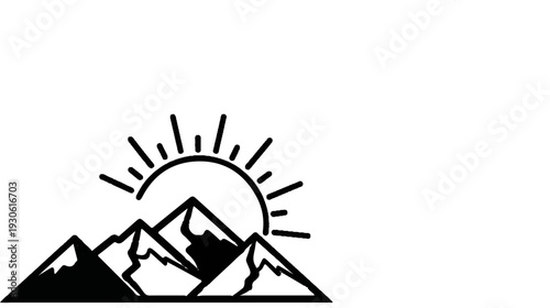 Sunrise over jagged peaks, a simple graphic illustration