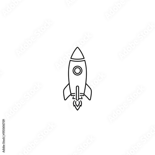 Minimalist Line Drawing of a Rocket for Space Exploration and Innovation