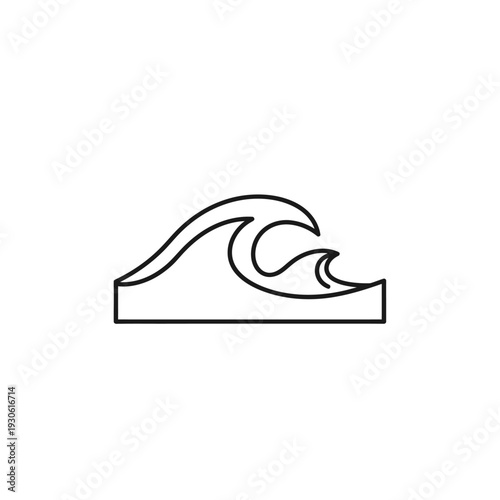 Minimalist Line Art of Ocean Wave Symbol for Coastal and Marine Design